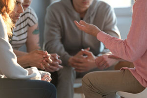 group therapy session in a cocaine addiction treatment program