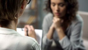 A woman thinking about a short-acting benzo